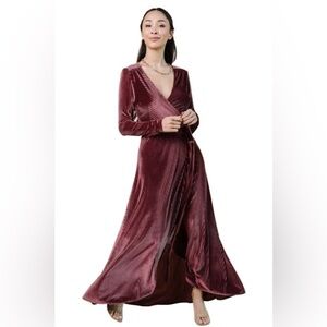 BALTIC BORN Size Small Jada Ribbed Velvet Wrap Dress NWT